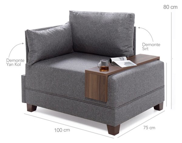 Atelier Del Sofa, Fotoliu Yusuf gri 100/75/80 cm
