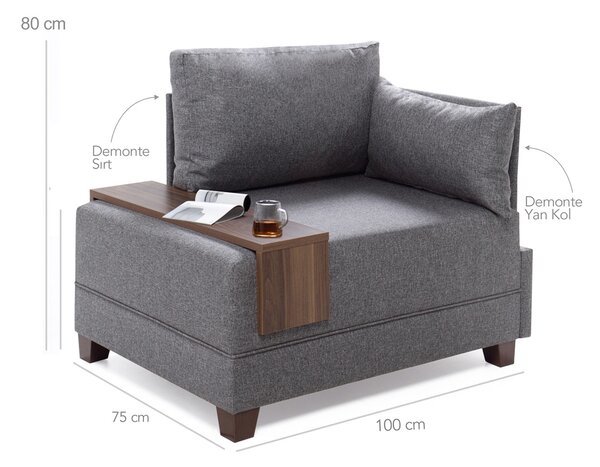 Atelier Del Sofa, Fotoliu Yusuf antracit 100/75/80 cm
