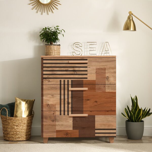 Comoda Leva Gravis, stejar, PAL melaminat, 80x95x43 cm