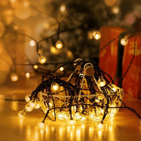 Instalație LED solară decorativă Aigostar 50xLED/8 funcții 12m IP65 alb cald