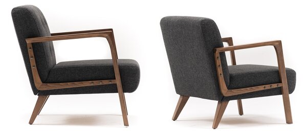 Atelier Del Sofa, Fotoliu Yunus gri inchis 69/83/80 cm