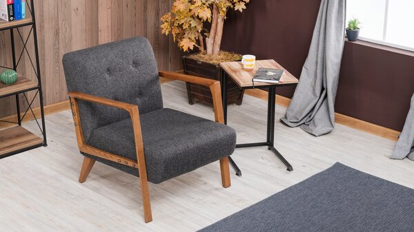 Atelier Del Sofa, Fotoliu Yunus gri inchis 69/83/80 cm