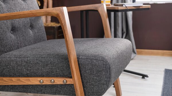 Atelier Del Sofa, Fotoliu Yunus gri inchis 69/83/80 cm