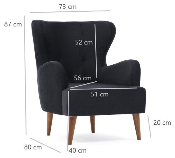 Atelier Del Sofa, Fotoliu Ada antracit 73/80/87 cm