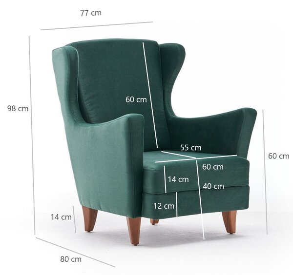 Atelier Del Sofa, Fotoliu Aisha verde 77/80/98 cm