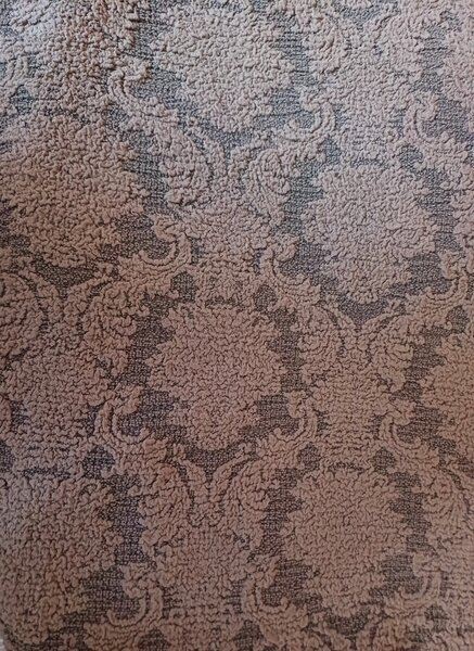 Husa elastica pentru coltar, cu volanas, model Jacquard Cappuccino