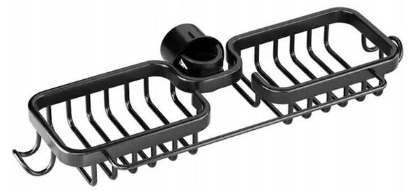 Organizator pentru chiuveta, universal, montare pe robinet, otel inoxidabil, negru