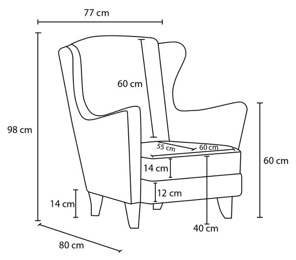 Atelier Del Sofa, Fotoliu Aisha antracit 77/80/98 cm