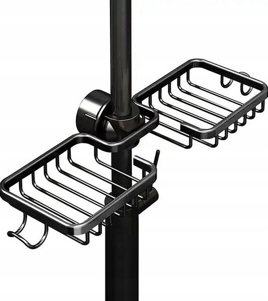 Organizator pentru chiuveta, universal, montare pe robinet, otel inoxidabil, negru