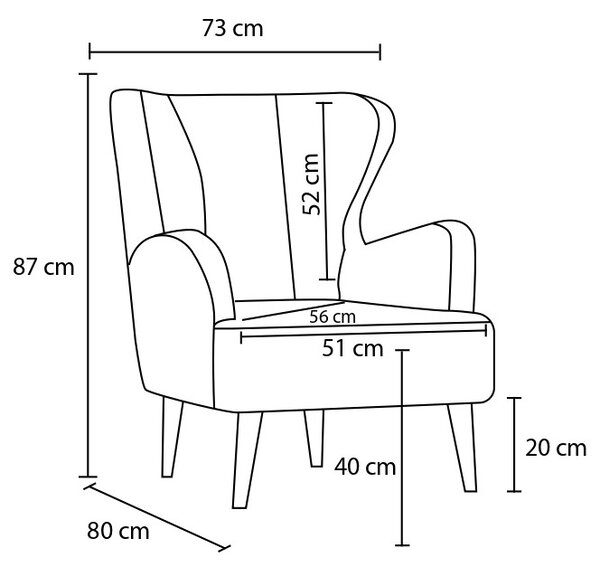 Atelier Del Sofa, Fotoliu Ada crem 73/80/87 cm