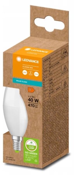 Bec LED realizat din plastic reciclat Ledvance B40 E14/4,9W/230V 4000K