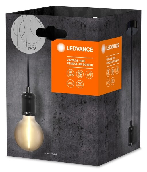Lustră pe cablu PENDULUM ROBBIN 1xE27/15W/230V negru Ledvance