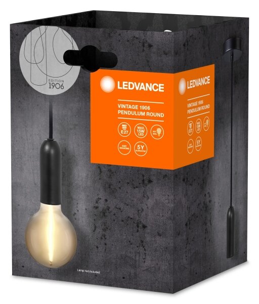 Lustră pe cablu PENDULUM ROUND 1xE27/15W/230V negru Ledvance