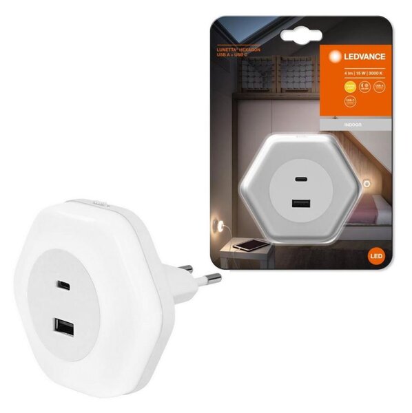 Corp de iluminat LED de orientare cu USB pentru priză LUNETTA LED/15W/230V Ledvance