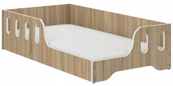 Pat pentru copii Montessori 140 x 70 cm în stejar decor sonoma