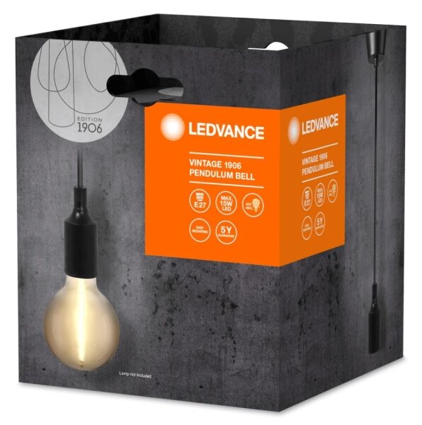 Lustră pe cablu PENDULUM BELL 1xE27/15W/230V negru Ledvance
