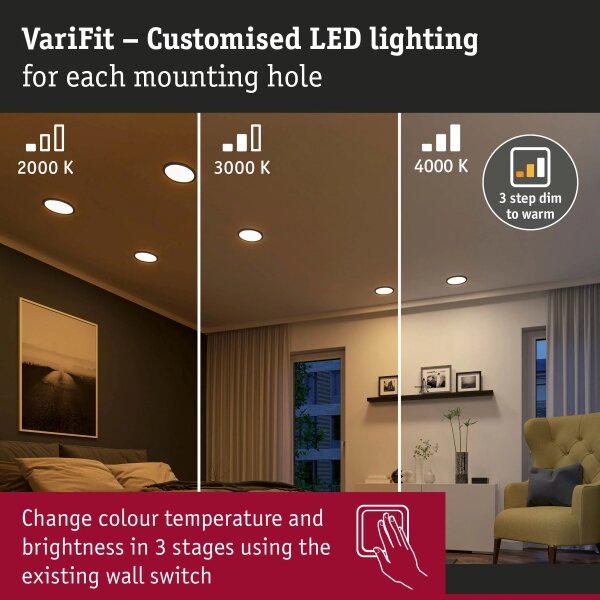 Paulmann 93102 - Spot LED AREO încastrat, 16W, IP44, 230V, diam. 23 cm, negru, reglabil