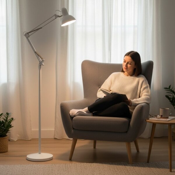 Brilagi - Lampă de podea flexibilă TASKER 1xE27/60W/230V 184 cm albă