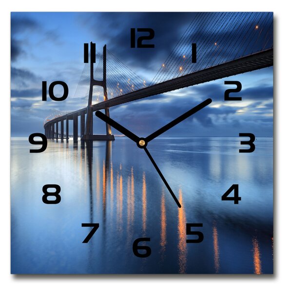 Ceas pătrat de perete din sticlă pod Illuminated