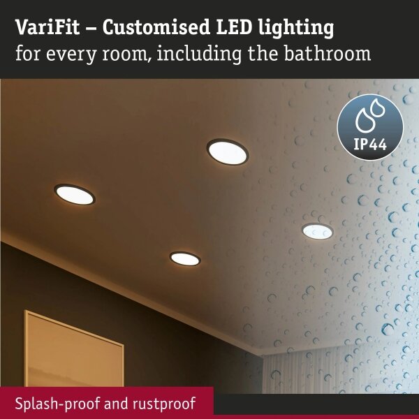 Paulmann 93102 - Spot LED AREO încastrat, 16W, IP44, 230V, diam. 23 cm, negru, reglabil