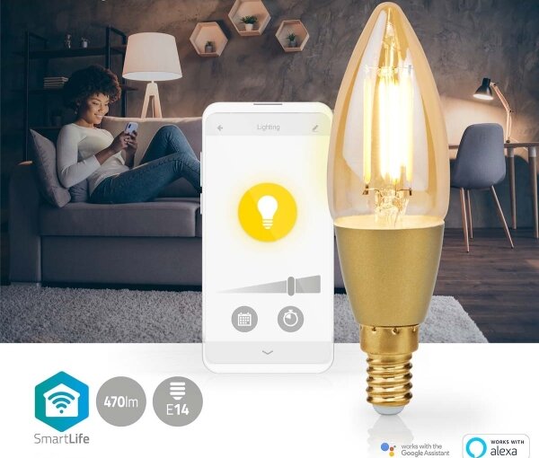 Bec LED dimabil Nedis WIFILRF10C37 E14/4,9W/230V 1800-3000K Wi-Fi Tuya