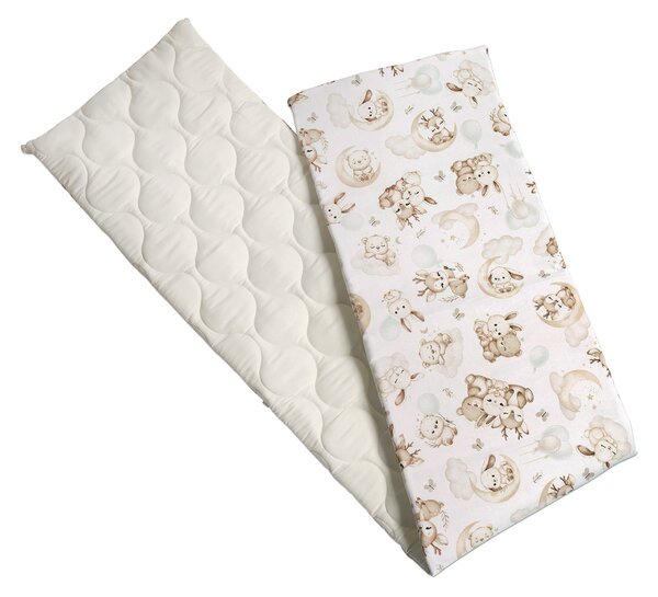 Set lenjerie matlasata 5 piese Kidizi Just Dreaming, include perna, plapumioara, cearceaf si 2 aparatori, culoare ecru