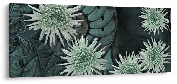 Tablou - Flori verzi (120x50 cm)