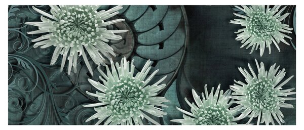 Tablou - Flori verzi (120x50 cm)
