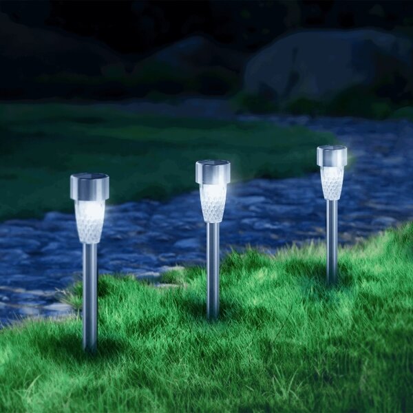 Lampă LED solară Aigostar LED/0,006W/1,2V 29,7 cm crom 6500K IP44