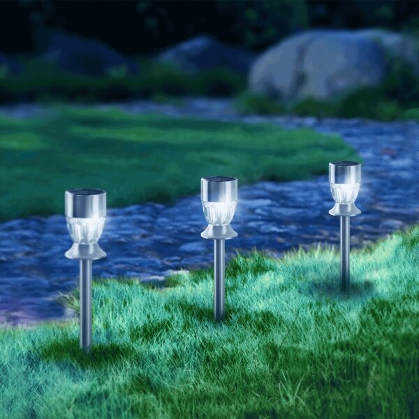 Lampă LED RGB solară Aigostar LED/0,006W/1,2V 35,5 cm crom IP44
