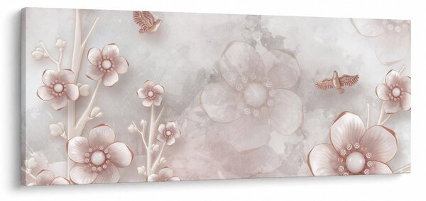 Tablou - Flori roz (120x50 cm)