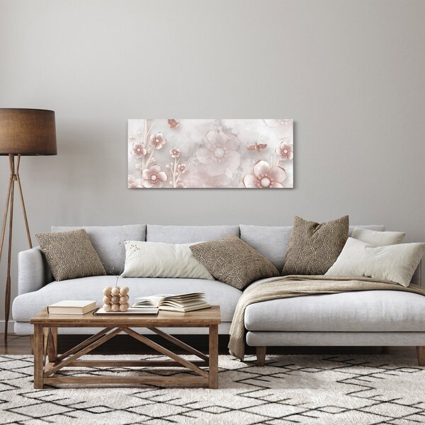 Tablou - Flori roz (120x50 cm)