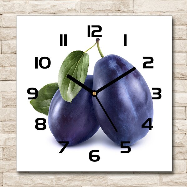 Ceas perete din sticlă pătrat prune
