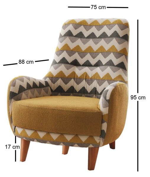 Atelier Del Sofa, Fotoliu Damla multicolor 75/88/95 cm