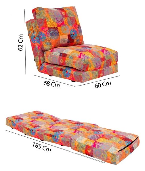 Atelier Del Sofa, Fotoliu extensibil Deniz multicolor 60/68/62 cm