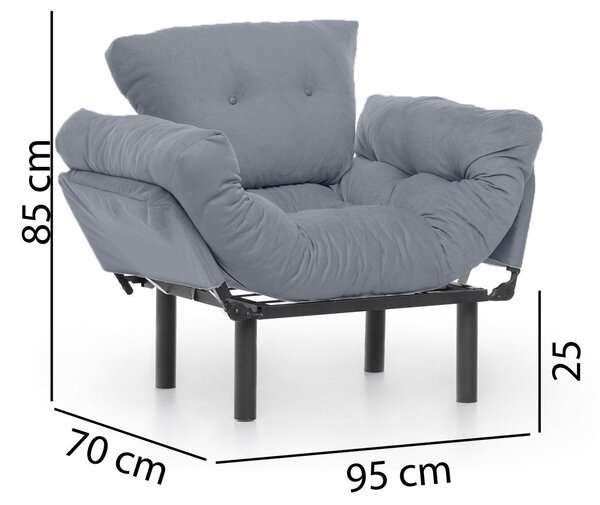 Atelier Del Sofa, Fotoliu Derya gri 95/70/85 cm
