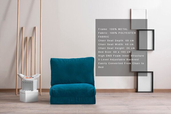 Atelier Del Sofa, Fotoliu extensibil Deniz verde 60/68/62 cm
