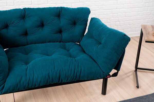 Atelier Del Sofa, Canapea extensibilă 2 locuri Dilek albastru petrol 155/70/85 cm