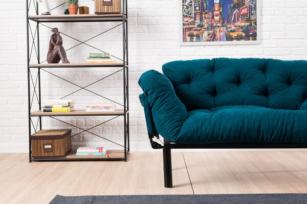 Atelier Del Sofa, Canapea extensibilă 2 locuri Dilek albastru petrol 155/70/85 cm