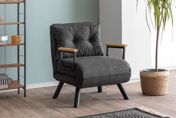Atelier Del Sofa, Fotoliu extensibil Elmas gri inchis 67/78/78 cm