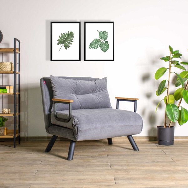 Atelier Del Sofa, Fotoliu extensibil Elmas gri 67/78/78 cm