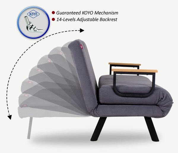 Atelier Del Sofa, Fotoliu extensibil Elmas gri 67/78/78 cm