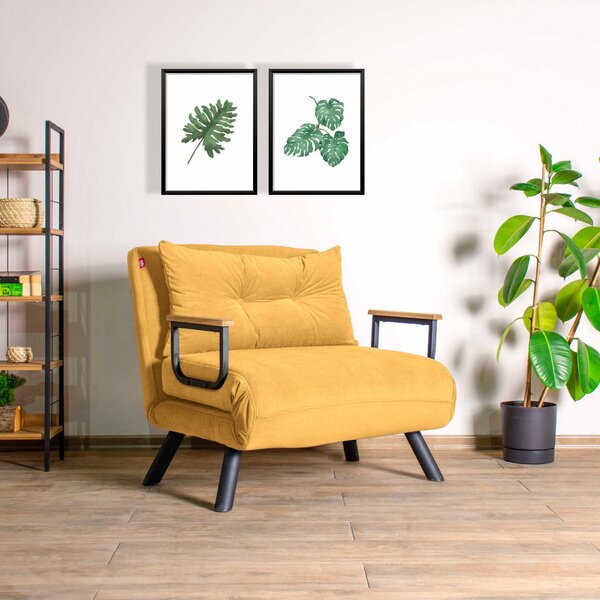 Atelier Del Sofa, Fotoliu extensibil Elmas mustar 67/78/78 cm