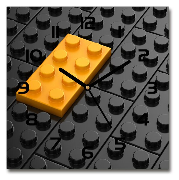 Ceas de sticlă pe perete pătrat cărămizi Lego