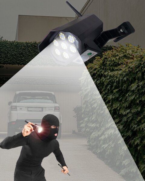 Model LED cameră de securitate solară cu senzor LED/3,7V IP44 negru + DO