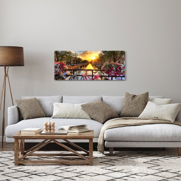 Tablou - Răsărit de soare la Amsterdam (120x50 cm)