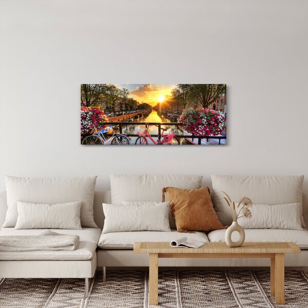 Tablou - Răsărit de soare la Amsterdam (120x50 cm)