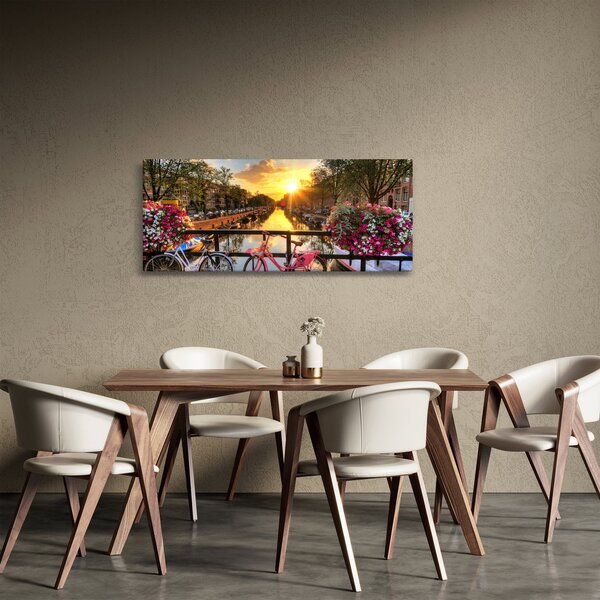 Tablou - Răsărit de soare la Amsterdam (120x50 cm)