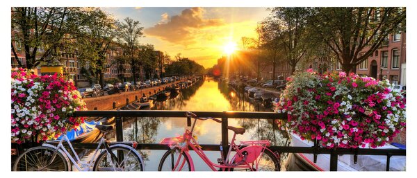 Tablou - Răsărit de soare la Amsterdam (120x50 cm)