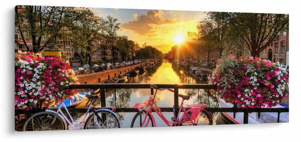 Tablou - Răsărit de soare la Amsterdam (120x50 cm)